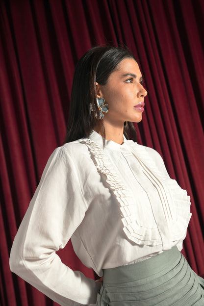 Ruffle Shirt - Offwhite