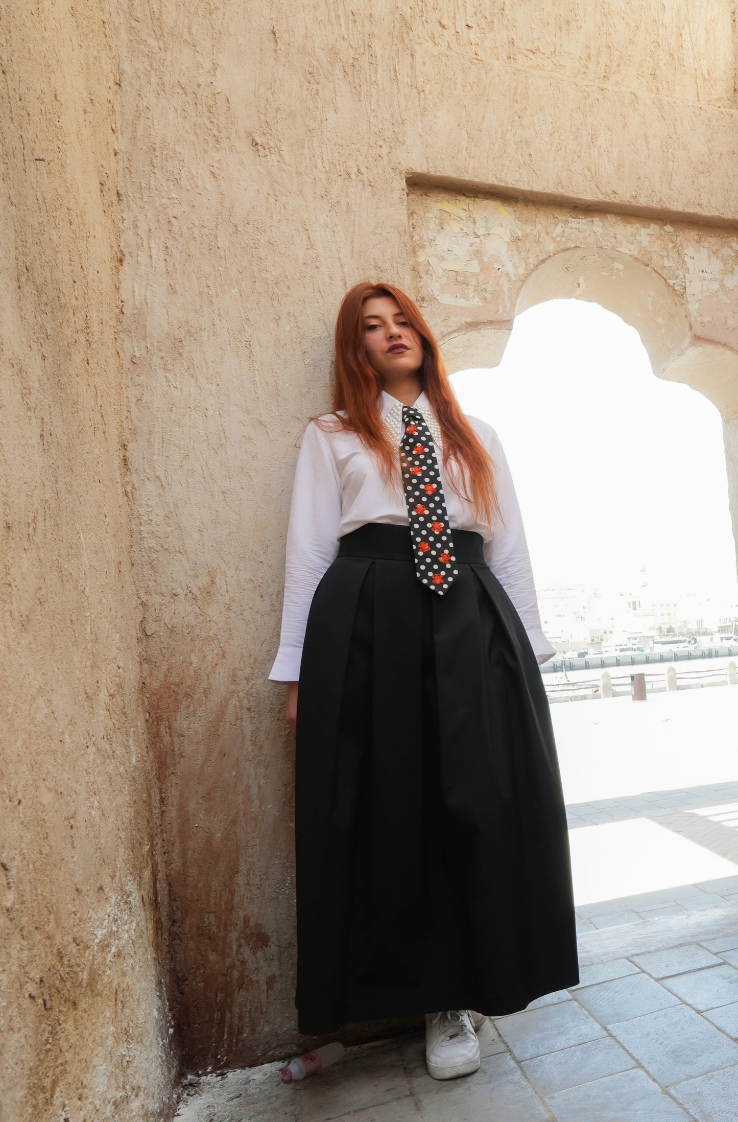 Beaded Collar Shirt & Emroidered Tie