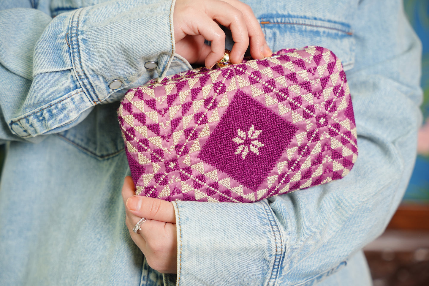 Tuline Silk Clutch - Fuchsia Pink