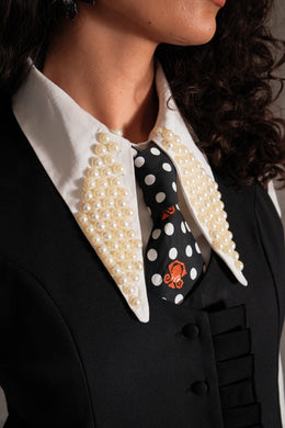 Hand Beaded Collar Shirt & Emroidered Tie