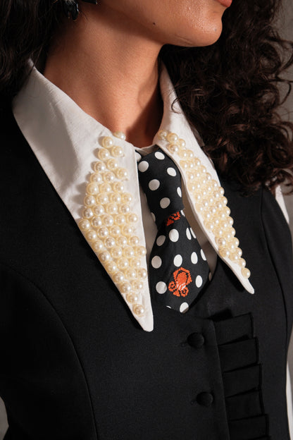 Beaded Collar Shirt & Emroidered Tie