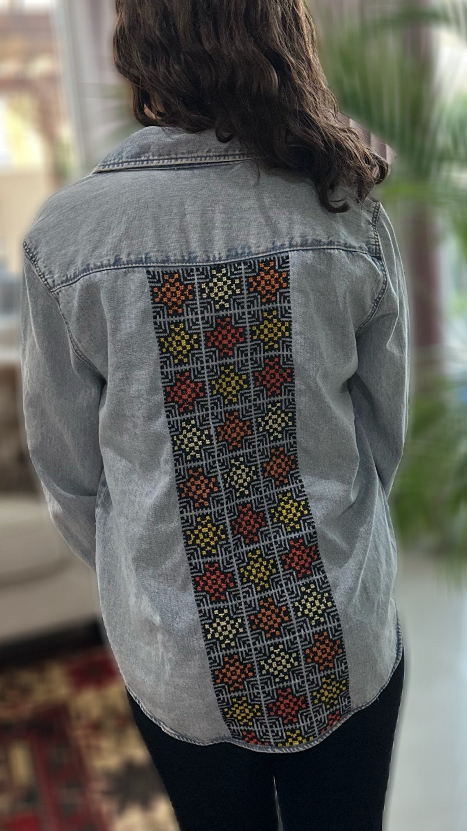 womens embroidered denim shirt